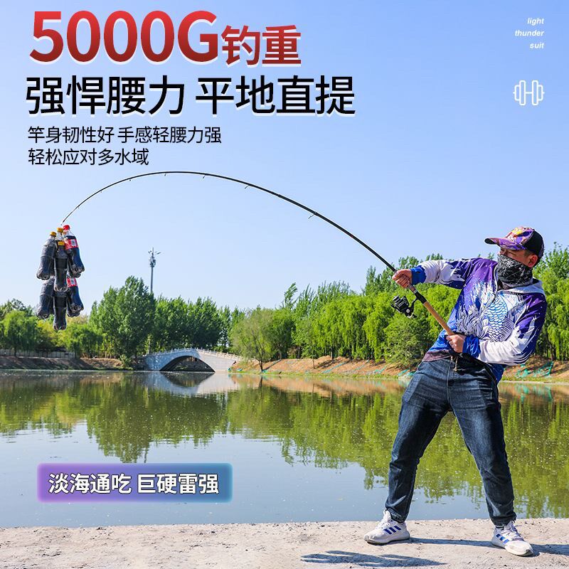 新款阿布银狐超硬雷强竿重雷打黑路亚竿单竿XH远投锚鱼竿路亚套装