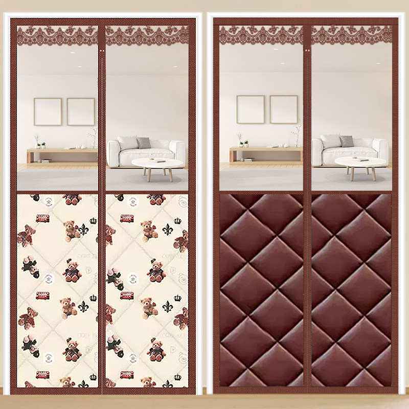 PVC高清大透视窗空调棉门帘冬季保暖温挡风加厚隔冷热隔音自吸帘