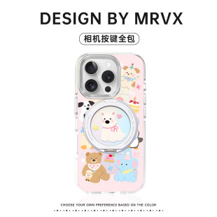 防摔带挂绳支架卡通相机按键全包 Jellycat适用苹果16ProMax手机壳iPhone15Por磁吸i14pm保护套ip13支点壳新款