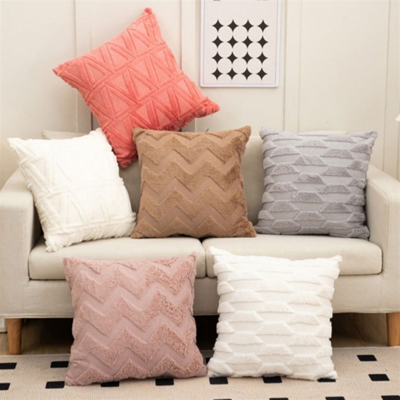 速发奶油风秋枕季双面绒沙绒抱枕居家毛发靠枕床上床头靠垫波浪抱