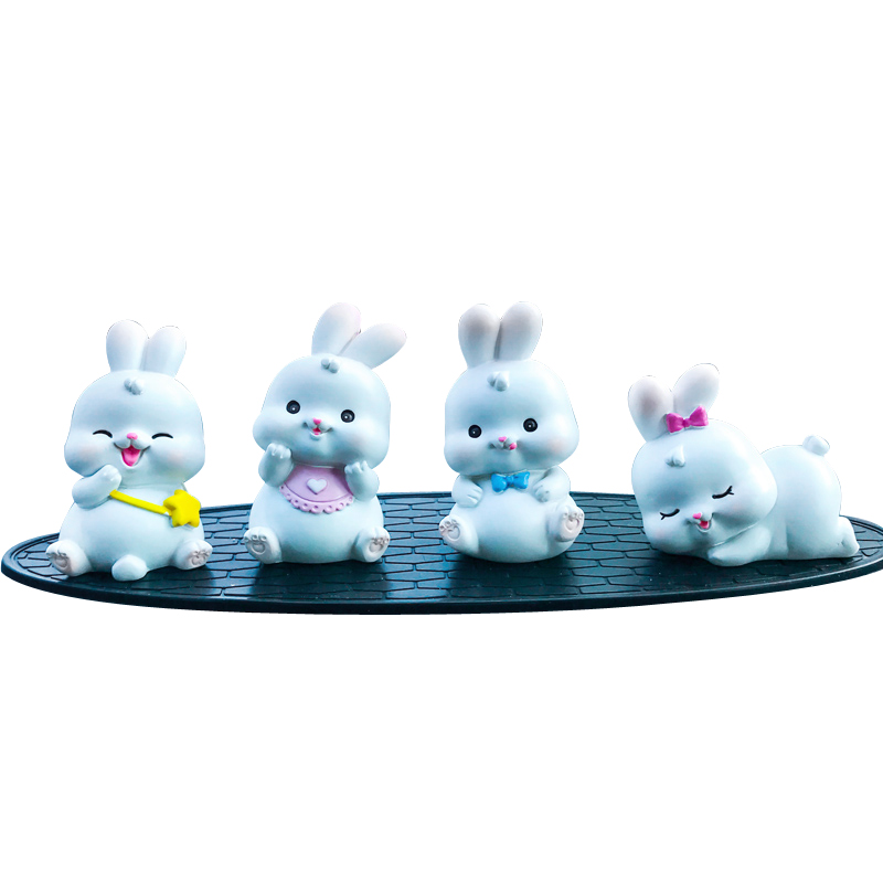 现货速发唯美羽毛小白兔车载内饰品男个性创意车礼物汽车香薰摆件