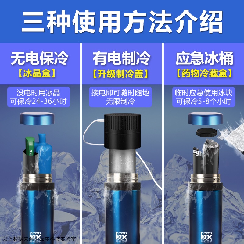 装胰岛素冷藏盒大容量便携充电式随身小型药品旅行迷你冰箱制冷杯