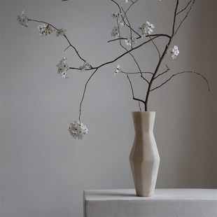 莉莉白法式几何造型玻璃钢花器半透明花瓶客厅卧室黑白设计感摆件