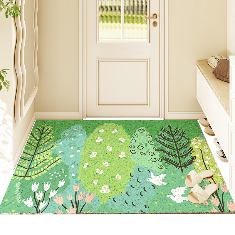 大江地垫小清新入户门大门口脚垫绿色入门玄关地毯耐脏进户门门垫