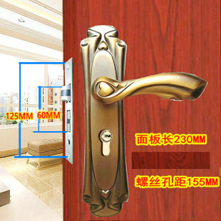 小50双轴承门锁黄古铜室内卧室 钢实木门锁具 执手房间压把套装