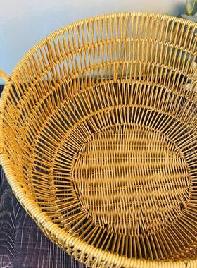 W4129仿藤双挂耳收纳篮手工田2园*户外家用野餐果蔬W129篮400*4/3