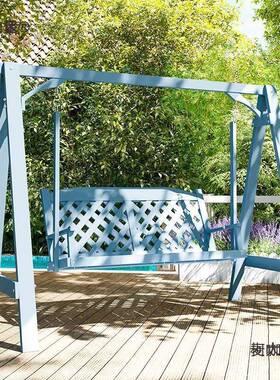 木秋室内实木摇椅阳台庭院户外木质吊OYP室外椅碳化木千制秋荡麦