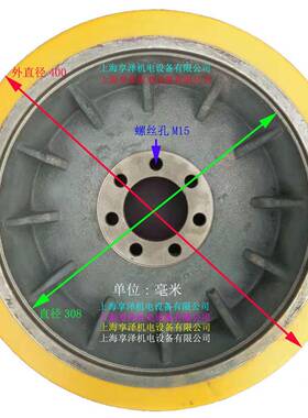 式BT电动前7452346移堆高车前脚轮后轮子350*108氨酯实轮心聚胎橡