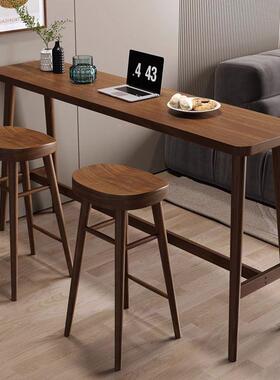 实木吧台17181桌墙椅组合简约办吧台公餐桌家用小户型客厅式靠高