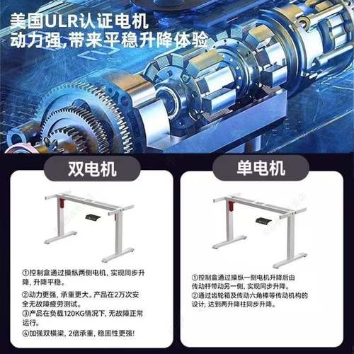 智能电升动桌腿双电机双横梁办公桌电脑桌习支降架学778899书桌升