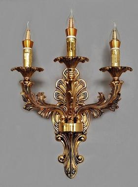 欧合金壁卧室客式厅灯复古水晶灯具法62687式创意别双墅头蜡烛墙