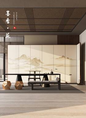 中式实木屏风隔断现代简折叠约移动客新厅遮挡装76690饰办室公酒