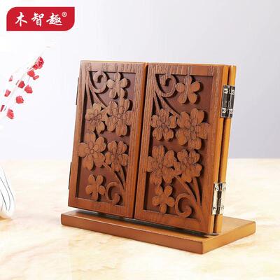 跨境货源台式化妆镜子幸草雕花复可运折叠三镜实用古梳90183妆镜