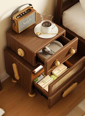 床头柜2250新约款卧F5M768S7室红实木机器人边几创意床边柜简网原