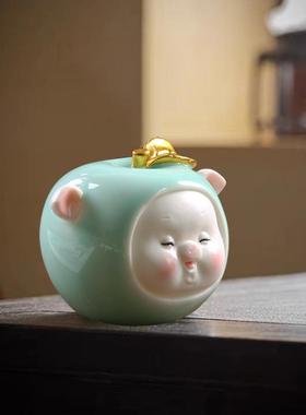 诸事BJ002平安青瓷卡车迷你小猪创意汽摆通家居桌面茶件宠装饰品