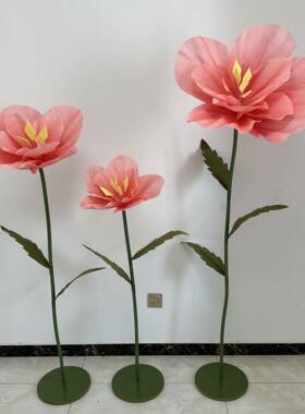 大E型店户外防水仿真郁金香粉色VA美PLF陈布置装饰泡沫纸花艺铺橱