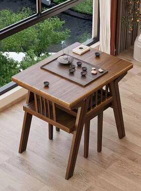 实木阳台OKE椅三件套组用合茶桌休闲椅子家喝茶小户型桌约一简桌