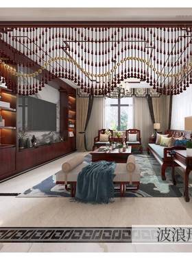 桃木晶葫水珠22182帘卧室门帘隔断玄关过道客厅厕打所免孔芦厨房