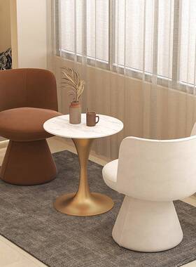 奶油妆风单人沙发客厅谈CDT休息区会客洽美甲店卧室梳转台可旋沙