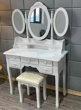 现代中式梳妆台轻TQU奢室三镜七抽化租妆轻桌出卧屋奢化妆台女