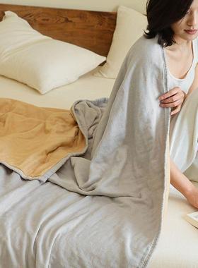 素色面单纯棉纱布凉四层柔软双双人毛巾被盖毯夏被成FCG人全棉睡