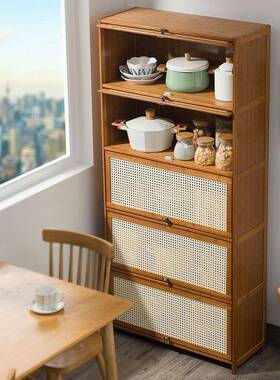房置微物架仿藤多编储物柜落地多层JCF收纳柜子功能翻门碗柜波炉