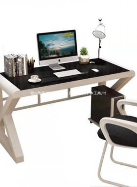 简代电脑桌台式桌家现用书桌化钢玻璃办公桌多74182约功能写字台