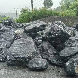 天然黑山石饰日原石造景石室外院装景观25102202石式枯山水庭黑色