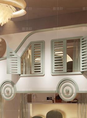 儿床童男孩上下床双层床高护栏实木55709下两层上铺全汽车城堡树