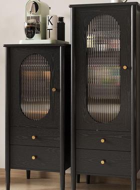 全实木餐边柜橡木代黑色复古茶水柜物柜厅美式储76154法式简客约