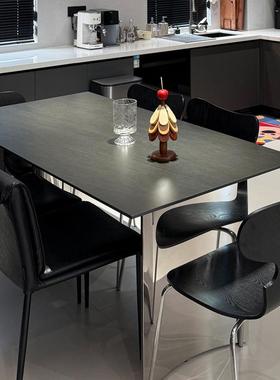 德利端丰14869岩板餐桌不锈饭钢高长方轻形意式奢家用现代极简小