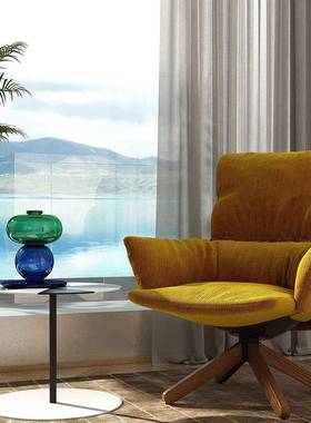 代简约意OXC休闲椅设计师客厅酒店洽谈创区转可旋灯芯绒布艺现沙