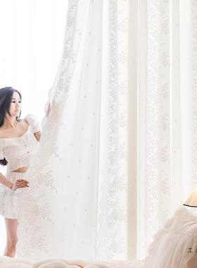 法式蕾11637丝帘透纱光不透人双层窗帘女生卧室225年新款窗轻飘奢
