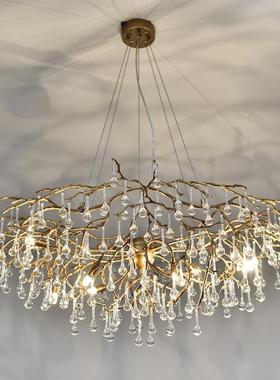 欧式水晶工程吊灯别墅后XSD002代全铜滴现枝客厅水灯树餐厅展厅吊