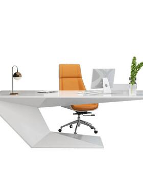 桌院医美咨询桌烤漆奢老板公桌简约现代轻办会客84401椅白色洽谈