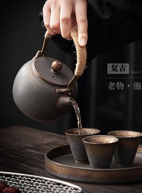 古tlh22042陶瓷茶壶大壶容量餐厅民宿泡茶壶中式提创意提壶带梁过