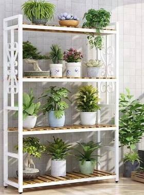 花花架子阳台实木盆架架厅落地49811多层家用绿客萝多肉带轮子花