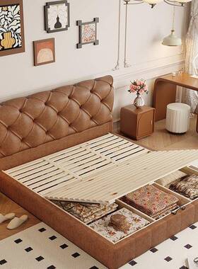 北美人红橡实木床1.8米双人床代简约全实现榫卯主卧床1.5米单IIX