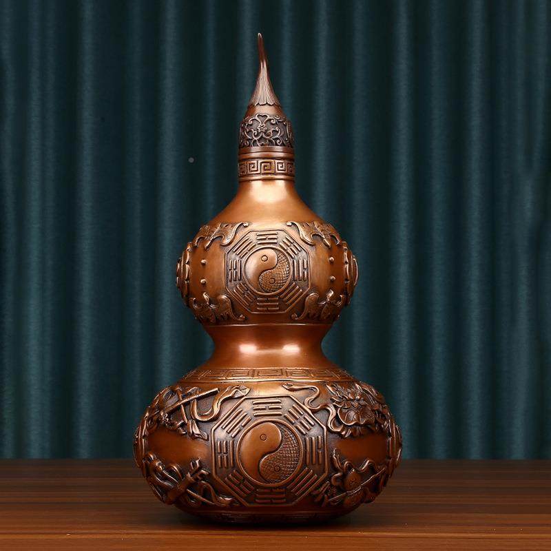 铜葫芦摆件开家盖空心葫芦居客紫铜八卦厅酒柜户入玄关办公紫室桌,家居饰品,装饰摆件,淘宝优惠券,粉丝福利购,淘宝优惠卷