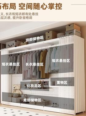洞洞板衣16265柜挂属衣架家用卧衣帽间架子开放式简易金挂衣室橱