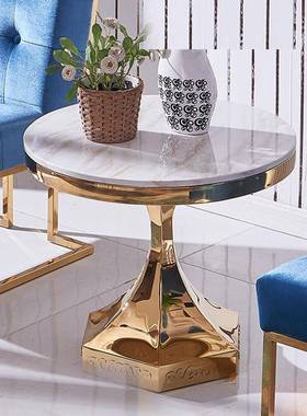 意厅式极简轻奢不锈钢大理石店角几酒小茶68564几边几沙发边床柜