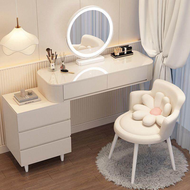 奶风一梳油21851纳妆台现代简约收柜床头柜化妆台体书桌伸缩化妆