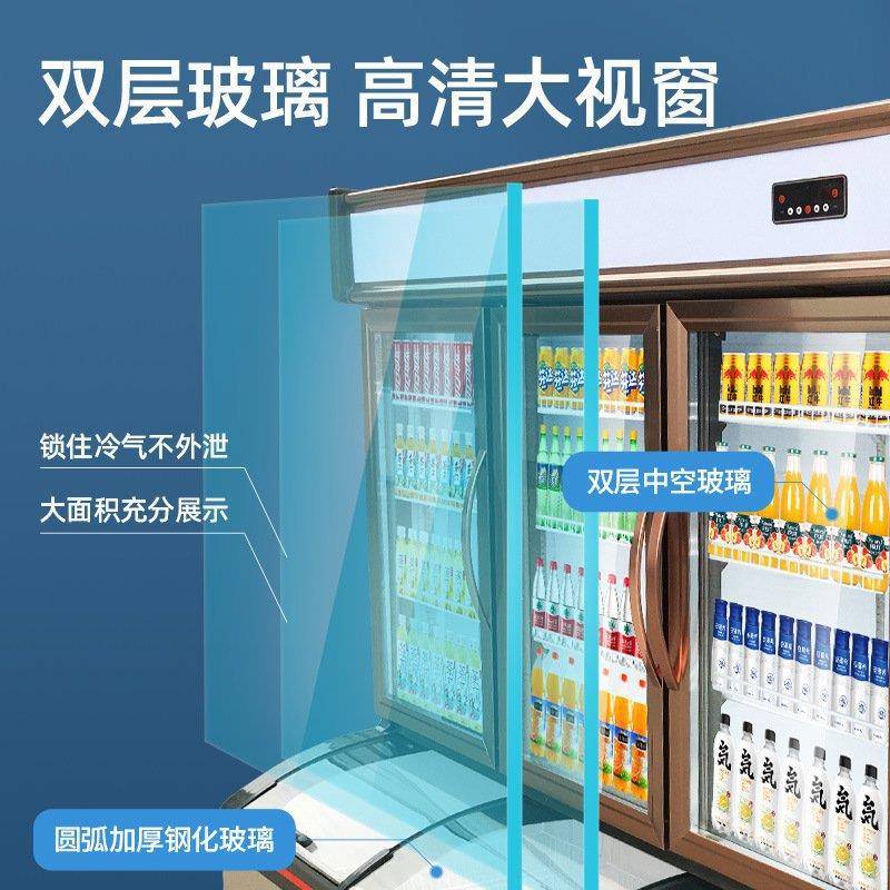 便利店冰体柜冷藏饮冷冻双示温一机子母柜商AOW用冷柜冰棒料立式