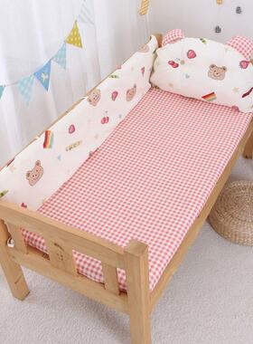 婴拼接床防撞两面床儿围纯棉防摔床用品套件上宝宝挡布防栏F76768