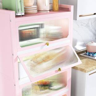 落地置橱门物架厨房餐边柜收zwj吸纳架磁翻盖柜客厅卧室多层收纳