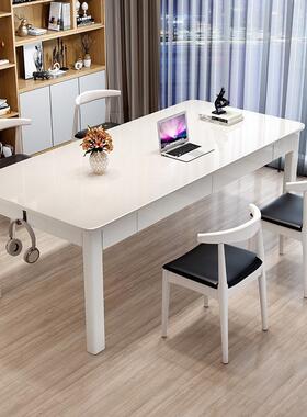 书桌工作台画用家原木书桌43469纯实木客厅双人学习桌办公桌原木