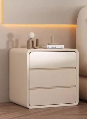 新奶油风床头柜卧室家用轻奢纳收简约现代三收纳储82016物床边柜款层子