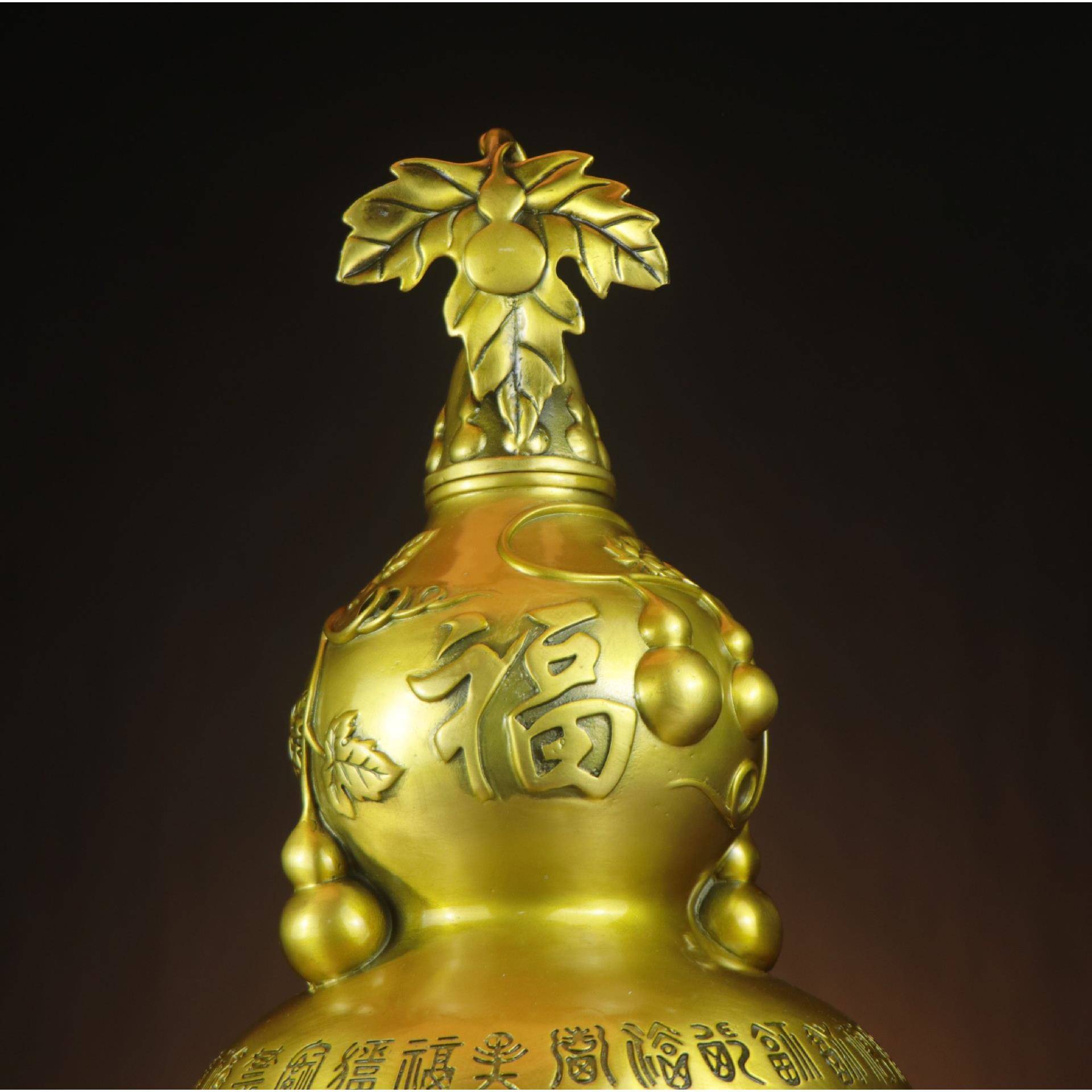 葫铜芦摆件大号号铜心开口大葫芦百福禄客小厅家TIK空具装饰百福