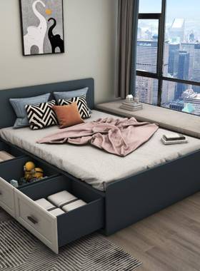 户收型小户型实木抽屉单1人46403小户2床纳床高物空间储简约榻榻