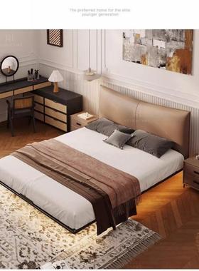 雯P1钢架现悬浮床简约床主卧气卧大78101室软包双人代床